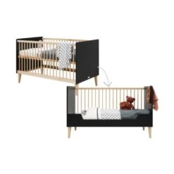 Bopita Lena Bedbank Mat Zwart / Naturel 70 X 140 -Baby Ruth Winkel bench bed 70x140 lena matt black natural 9245