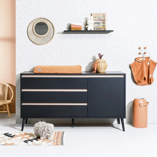 Europe Baby Sterre Commode XL Zwart / Oak 6 Europe Baby Sterre Commode XL Zwart / Oak - Afbeelding 4