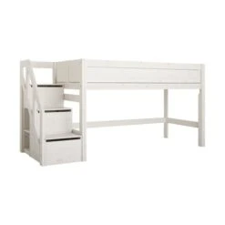 LIFETIME Kidsrooms Halfhoogslaper Met Trapkast Luxe Whitewash