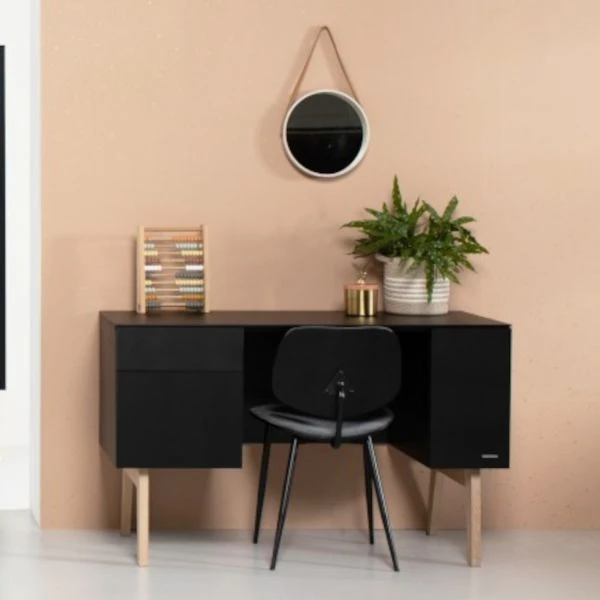 Kidsmill Sixties Bureau Zwart Mat / Eiken 4 Kidsmill Sixties Bureau Zwart Mat / Eiken - Afbeelding 2