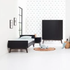 Kidsmill Sixties Kinderkamer Zwart Mat / Walnoot | Bed 90 X 200 Cm + Bureau